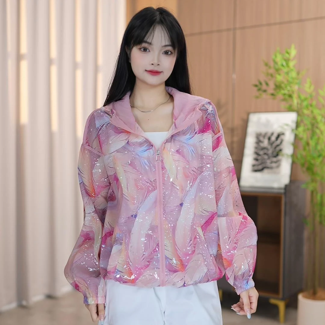 宽松休闲2025年夏季新款时尚洋气宽松显瘦减龄薄款连帽防晒衣外套