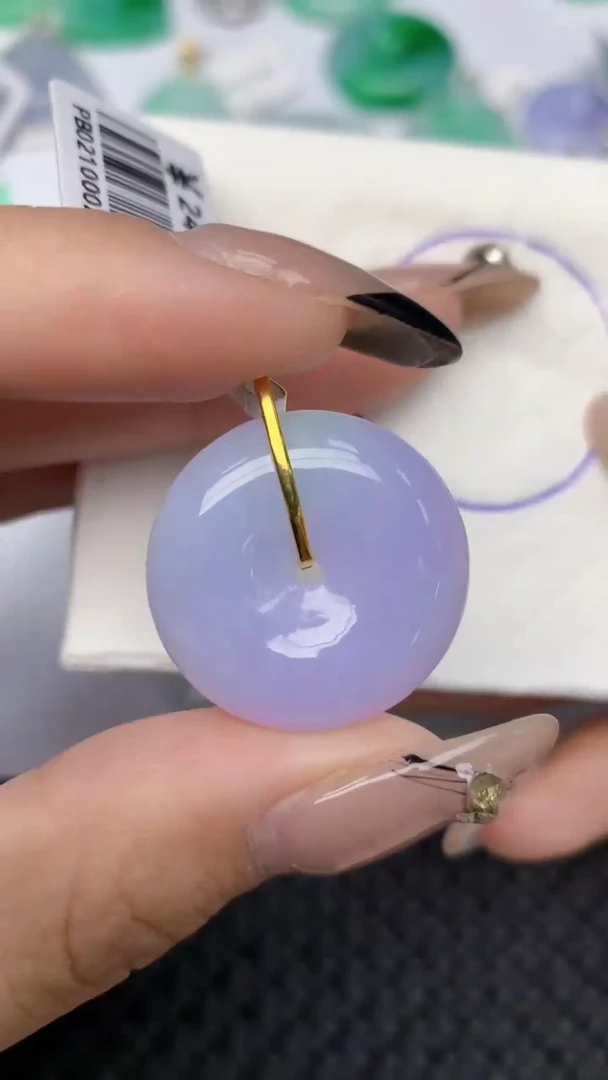 颈饰18K金镶嵌翡翠天然缅甸翡翠a货百元以上9元证书费自理