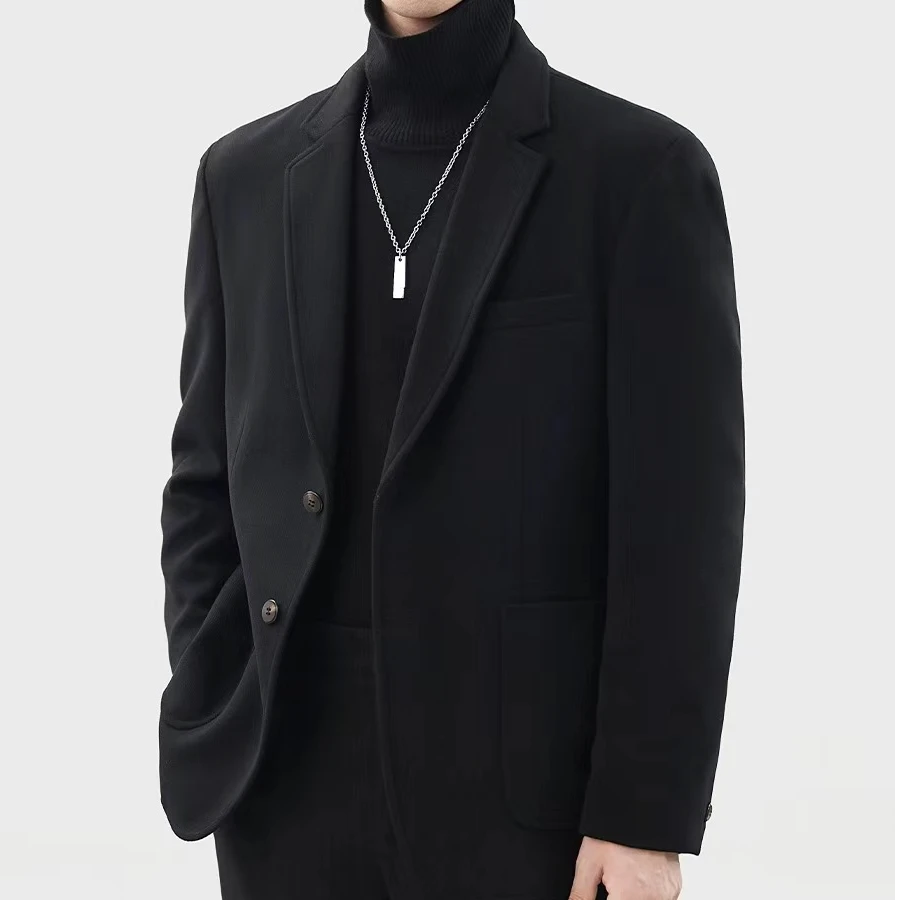 男装双面羊毛大衣单西夹克休闲时尚潮流外套