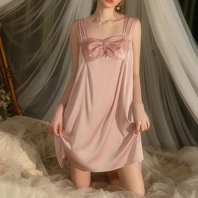 密汀巴灵睡衣女性感夏款纯欲风吊带睡裙蝴蝶结可爱夏天女士家居服