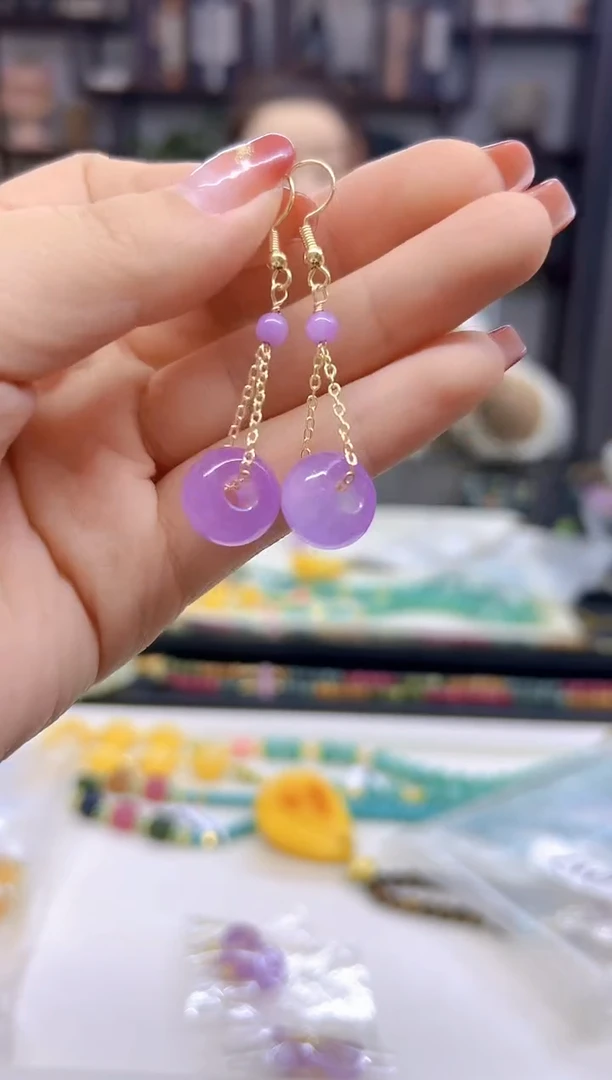 【闪购商品】翡翠耳饰14K金镶嵌耳坠E337