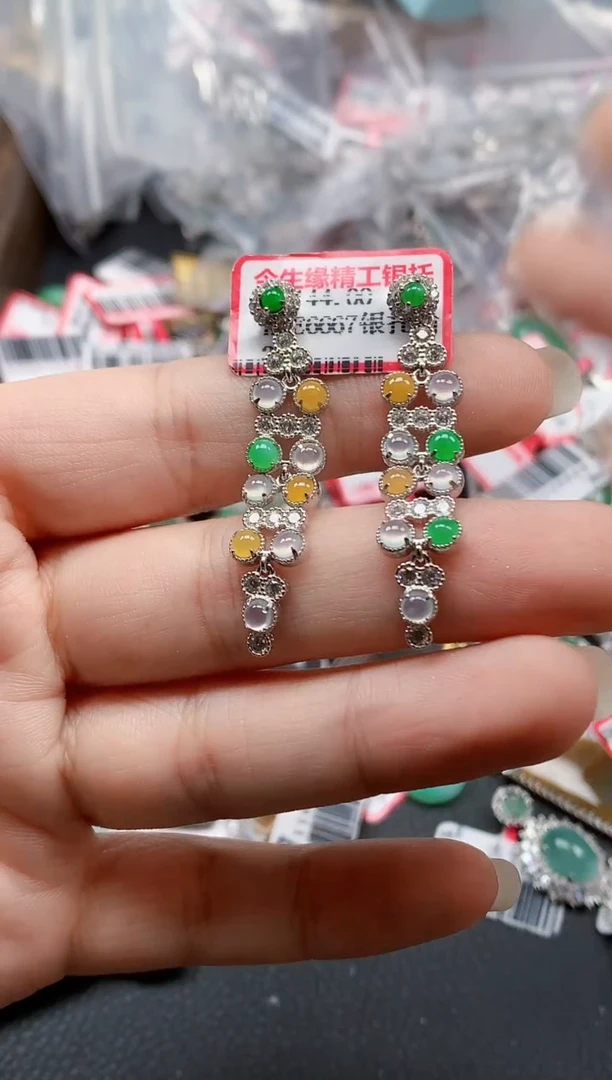 银S925镶嵌戒指翡翠天然A货缅甸翡翠