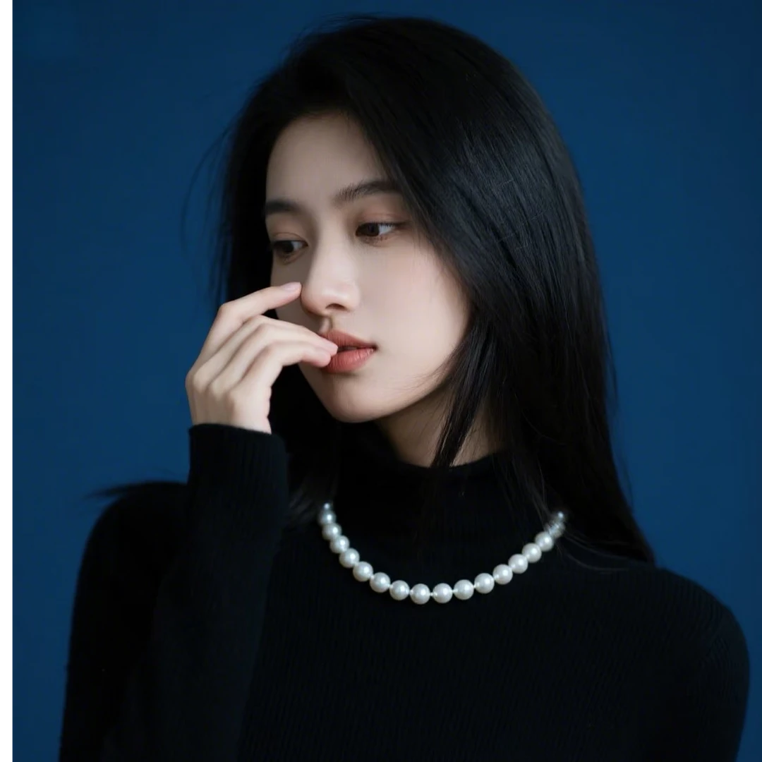 智润白玫瑰 10.5-11.5mm无核正圆完美无暇澳白光绸缎淡水珍珠项链