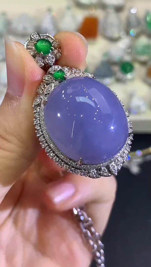 吊坠(不含链)18K金镶嵌翡翠B290紫货有色差