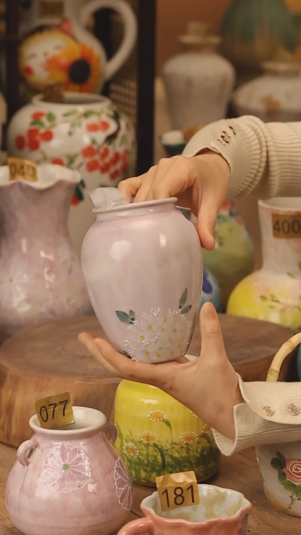 陶瓷景德镇设计师手作花器摆件侘寂风@M172@