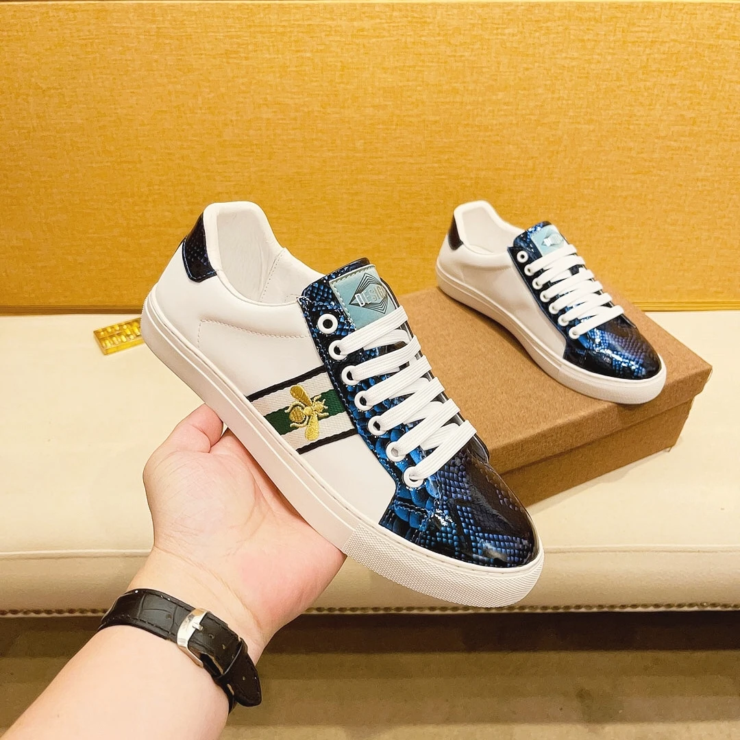 夏季欧货透气轻奢个性休闲真皮男潮牌小蜜蜂时尚百搭上档次潮牌鞋