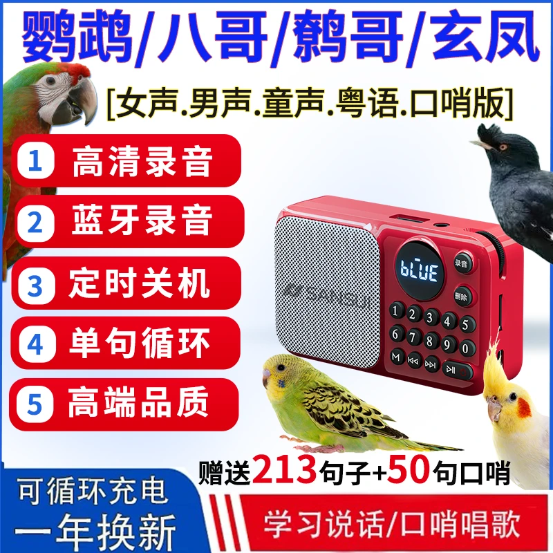 鸟用学话机开口鹦鹉学话机八哥学说话录音复读机玄凤口哨学舌训练