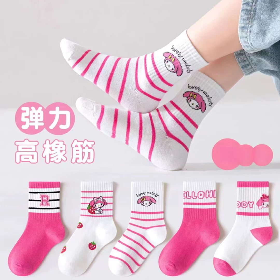 儿童袜子男女童春秋款卡通潮流中筒袜美乐蒂3-6岁儿童袜子秋季ins