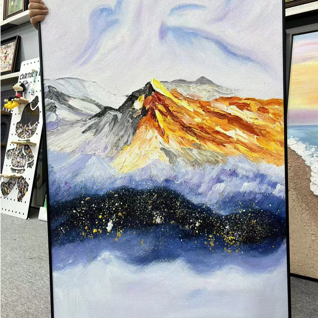 手工油画砂岩玄关肌理画客厅意式极简抽象金山装饰挂画80120