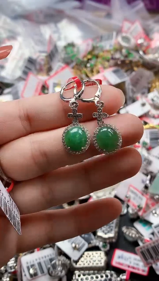 银S925镶嵌戒指翡翠天然A货缅甸翡翠