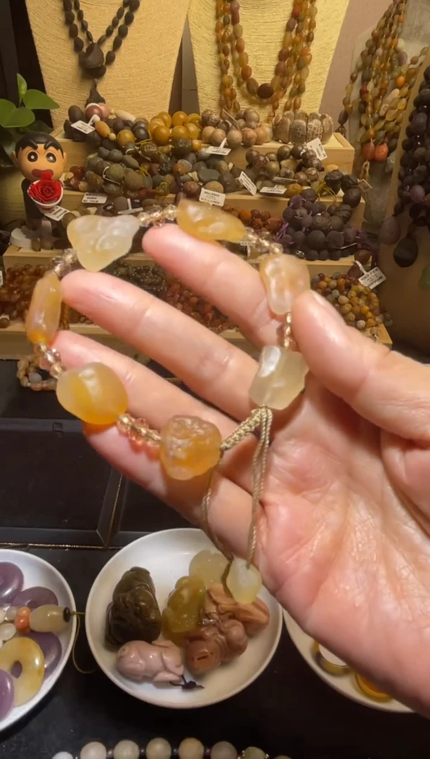 未镶嵌手链玛瑙/玉髓俏色黄冰糖玛瑙编织手链