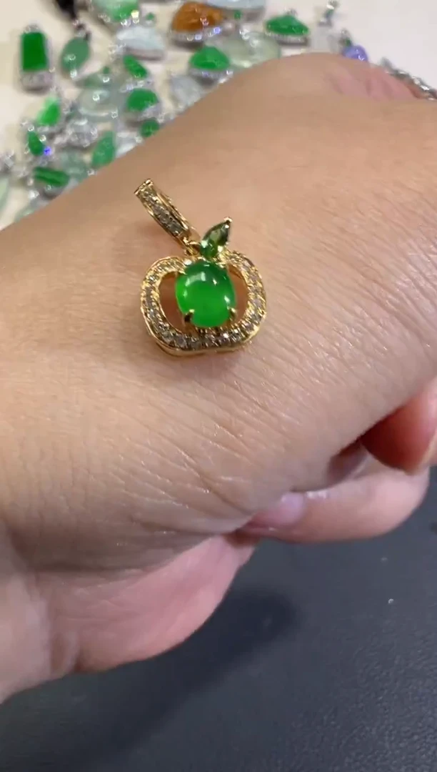 吊坠(不含链)18K金镶嵌翡翠B354|3980
