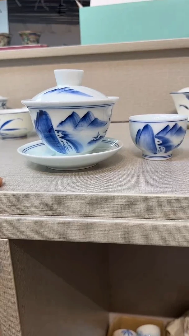 景德镇高温瓷山水一套