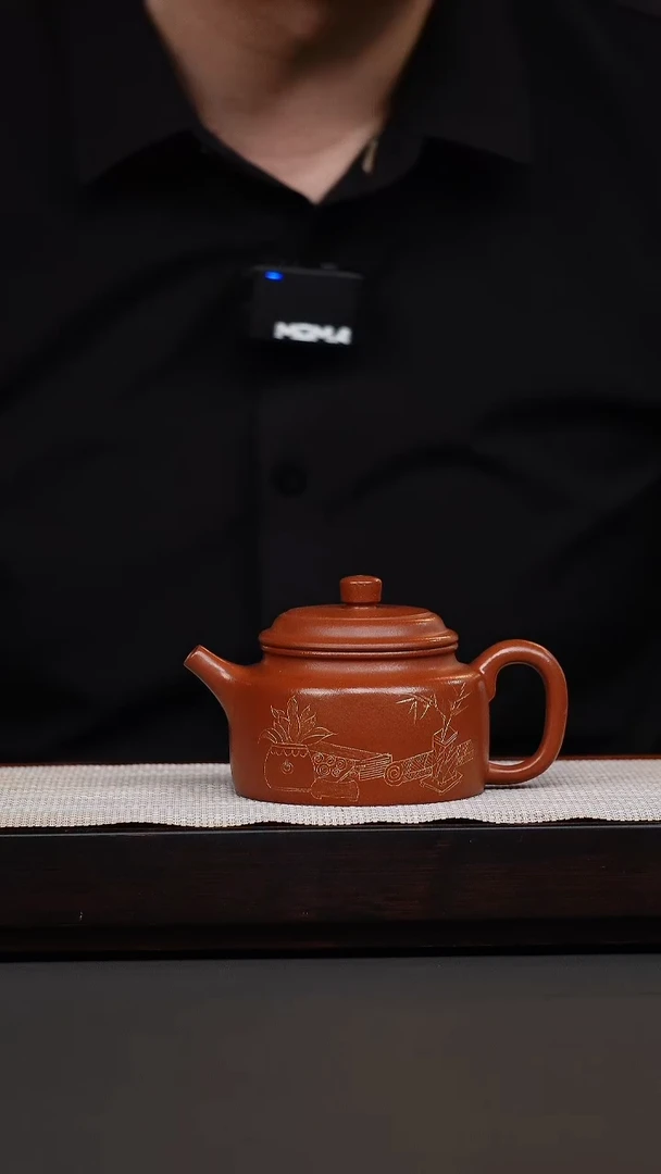 茶壶紫砂鹅黄朱泥刻绘德钟