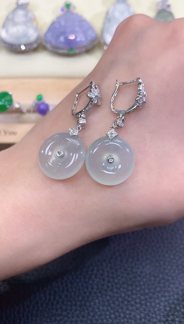 翡翠18K金镶嵌耳饰夏日珠宝A85