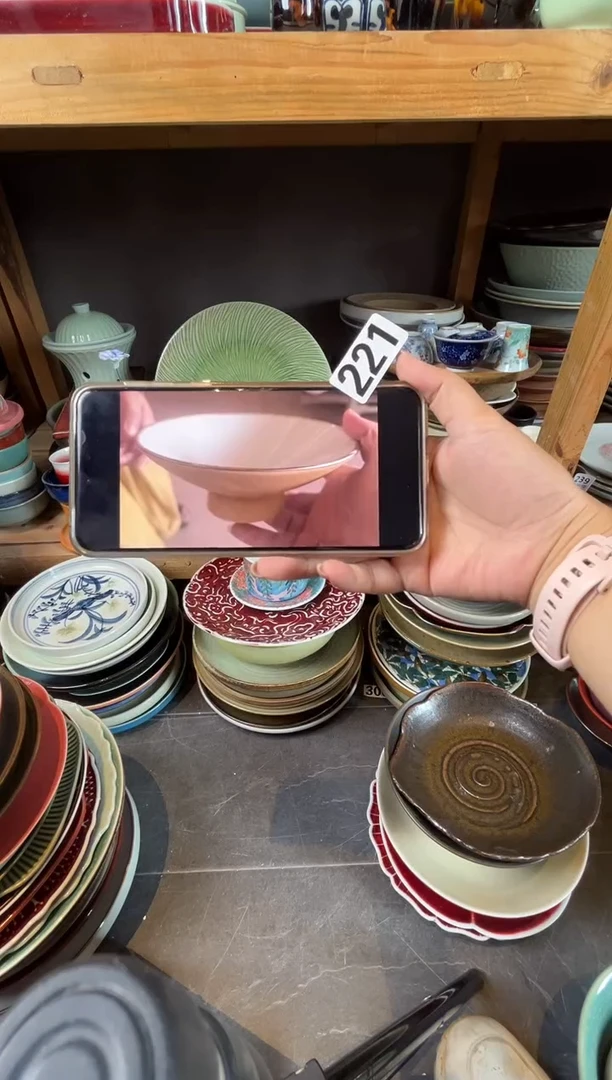 瓷片221  外陶内青高脚斗碗 60