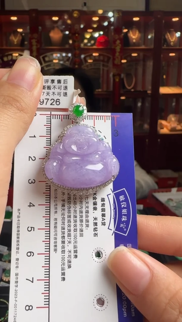 【闪购商品】翡翠颈饰18K金镶嵌G9726紫冰佛公