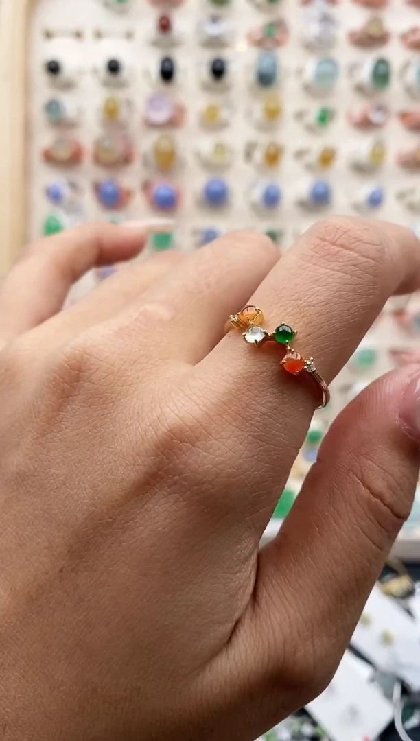 【闪购商品】翡翠戒指银S925镶嵌缅甸天然A货翡翠111  3+1