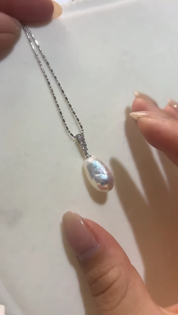 银S925镶嵌吊坠淡水珍珠2不含链