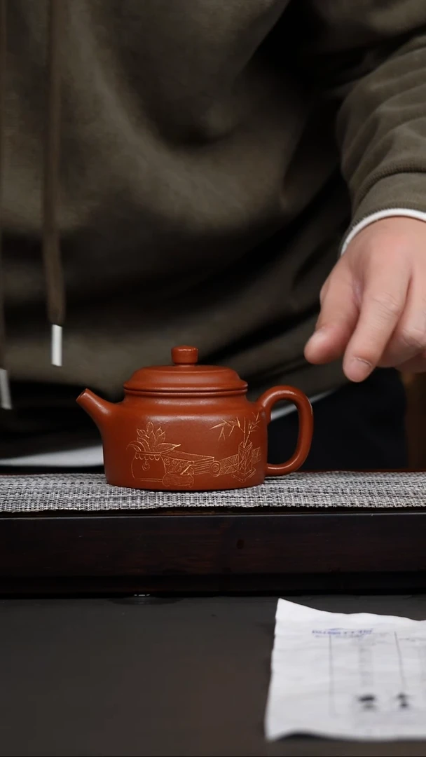 茶壶紫砂赵庄鹅黄朱泥刻绘德钟