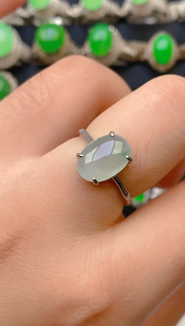 翡翠戒指银S925镶嵌天然