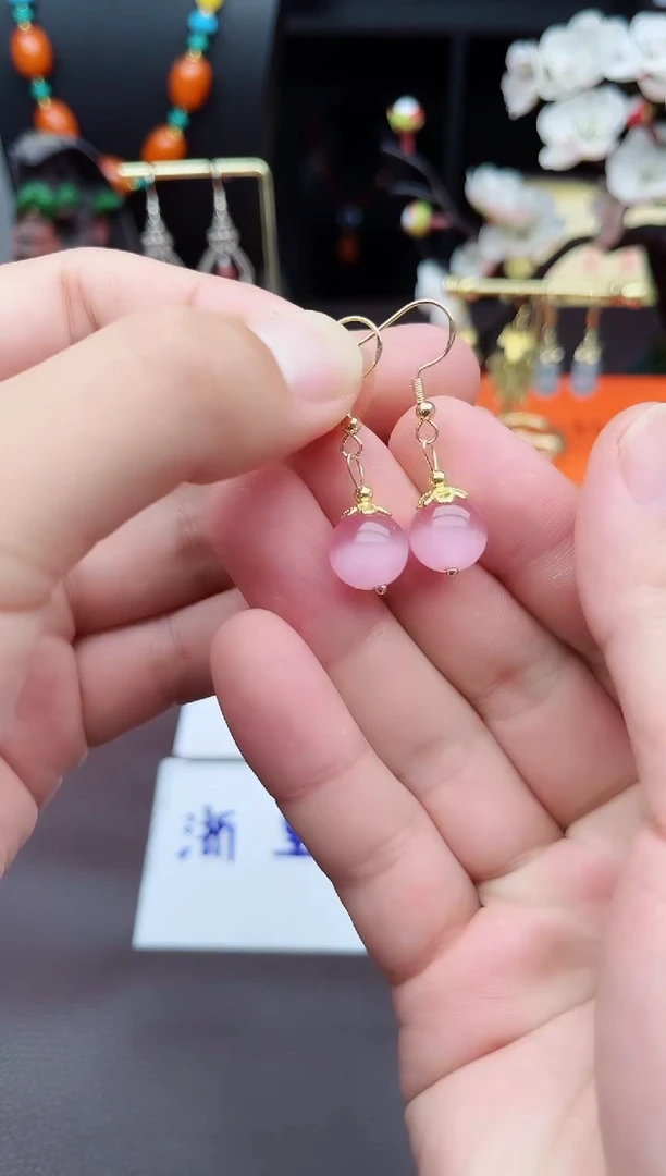 玛瑙/玉髓耳饰银S925镶嵌301000