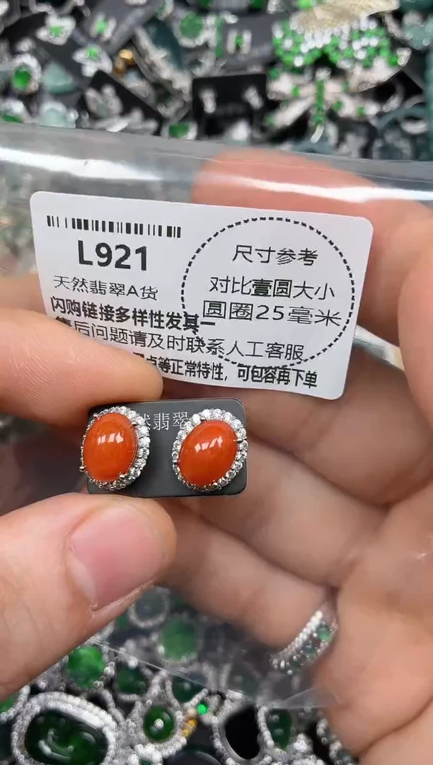 颈饰未镶嵌翡翠L921耳钉