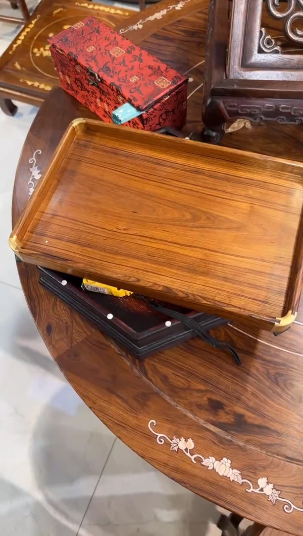 木木头款黄花梨铜角宽盘198