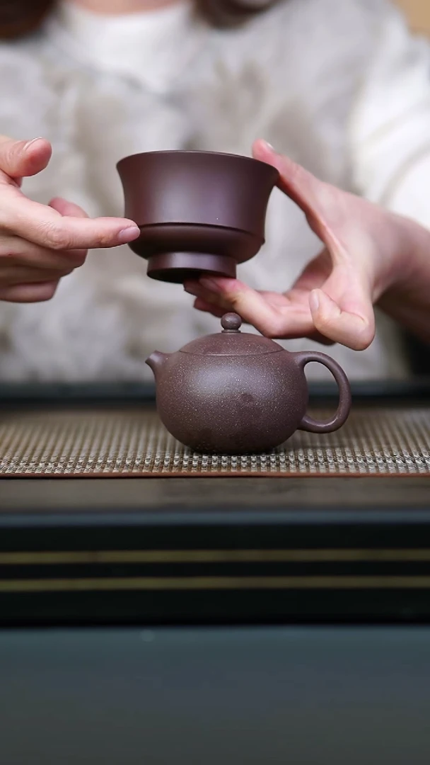 茶壶紫砂半手粗砂天青掌上明珠150cc+紫泥压手杯
