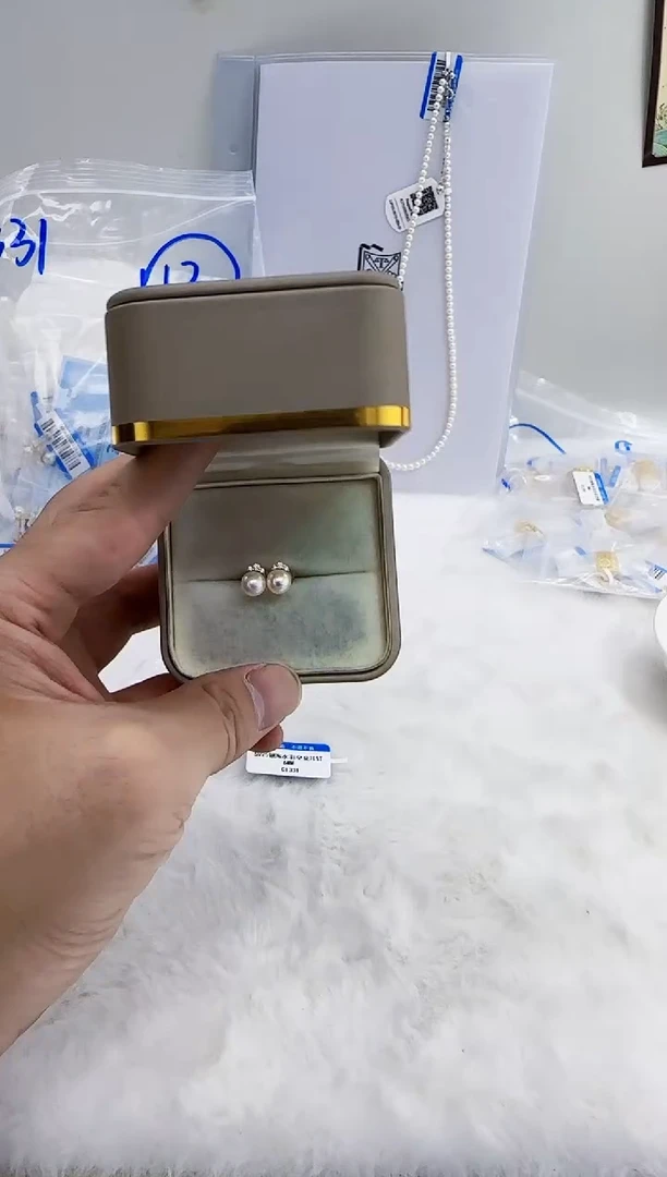 银S925镶嵌海水珍珠DA珍珠耳饰6-7 c1331