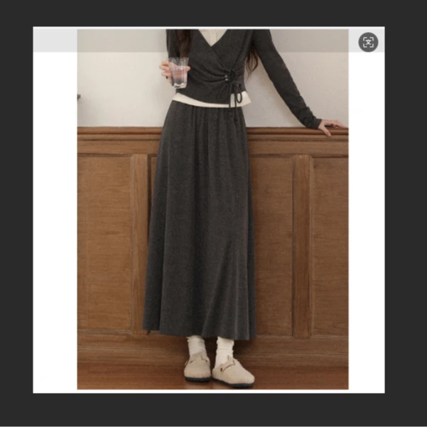 「油画风铃」灰色宽松显瘦休闲半身裙女秋季优雅长裙L569115-1