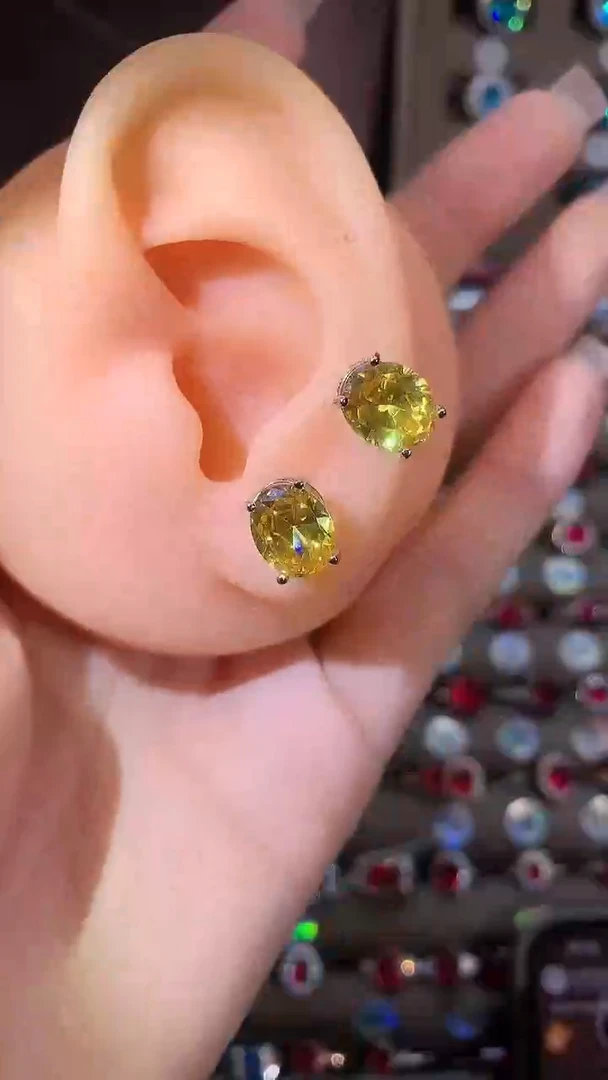 银S925镶嵌耳饰碧玺810银色