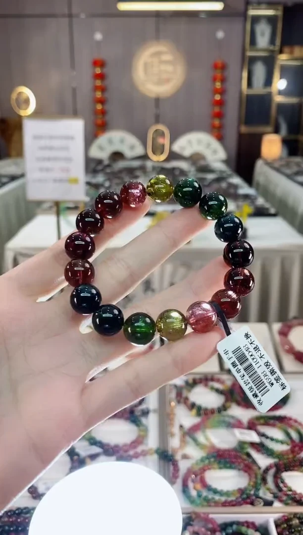 收藏级老矿碧玺净体单圈手串11mm+未镶嵌碧玺dan一物一证