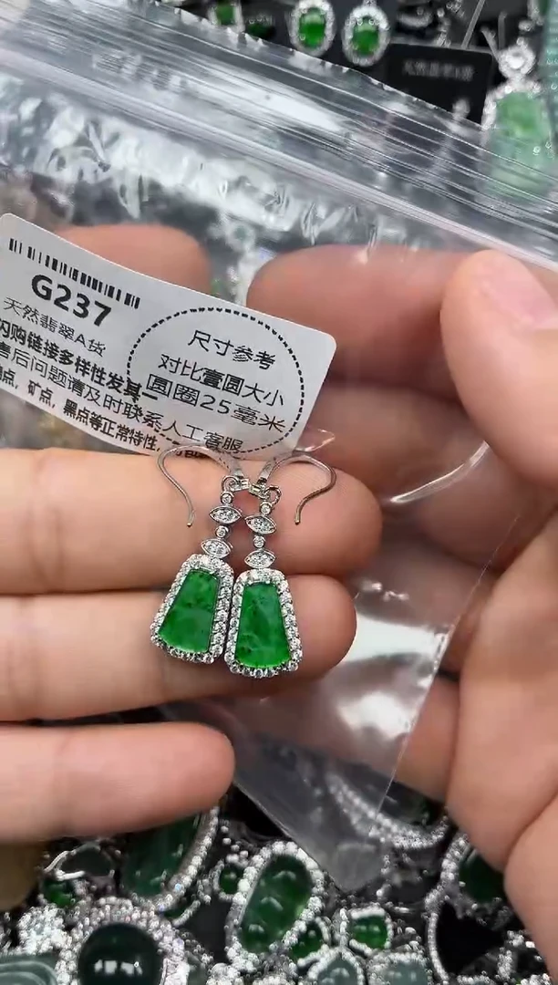 颈饰未镶嵌翡翠G237耳钩