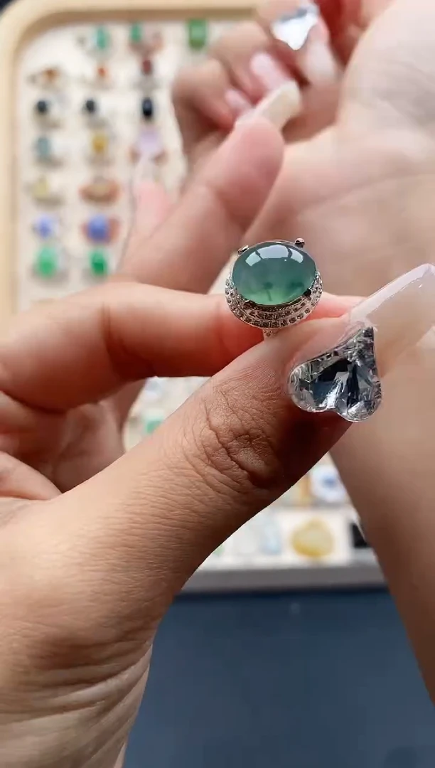 【闪购商品】翡翠戒指未镶嵌天然缅甸翡翠A货 4444+ 6+5