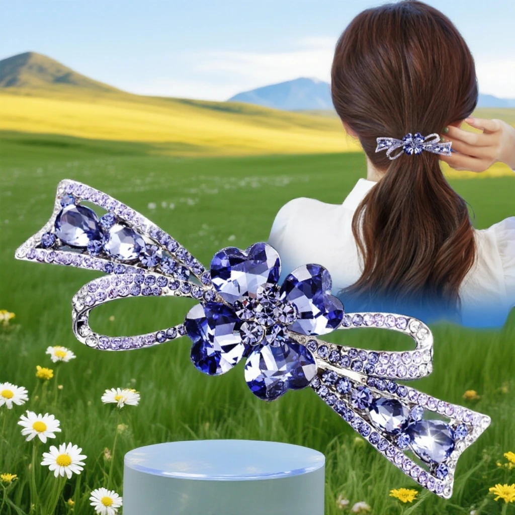 水钻发夹后脑勺夹子头饰顶夹发卡弹簧夹横夹韩版气质妈妈优雅发饰