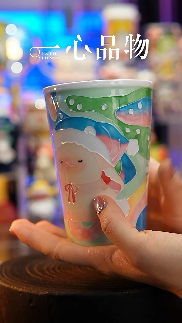 杯子瓷102-28景德镇手工手绘杯子摆件