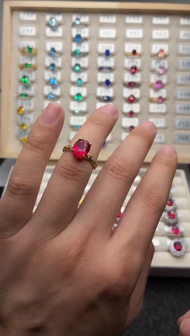 银S925镀金镶嵌戒指红宝石00000