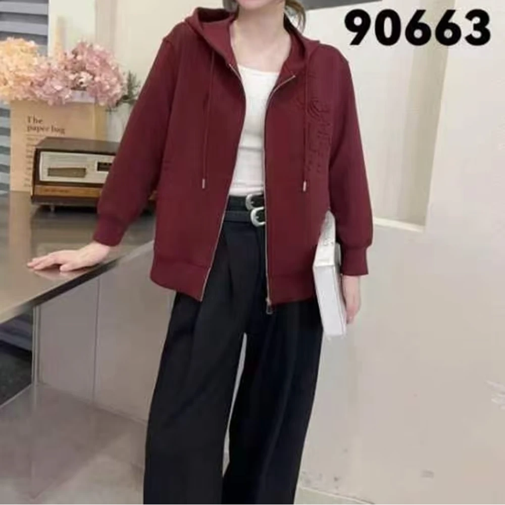 【锦衣服饰】ST 90663连帽抽绳拉链卫衣外套