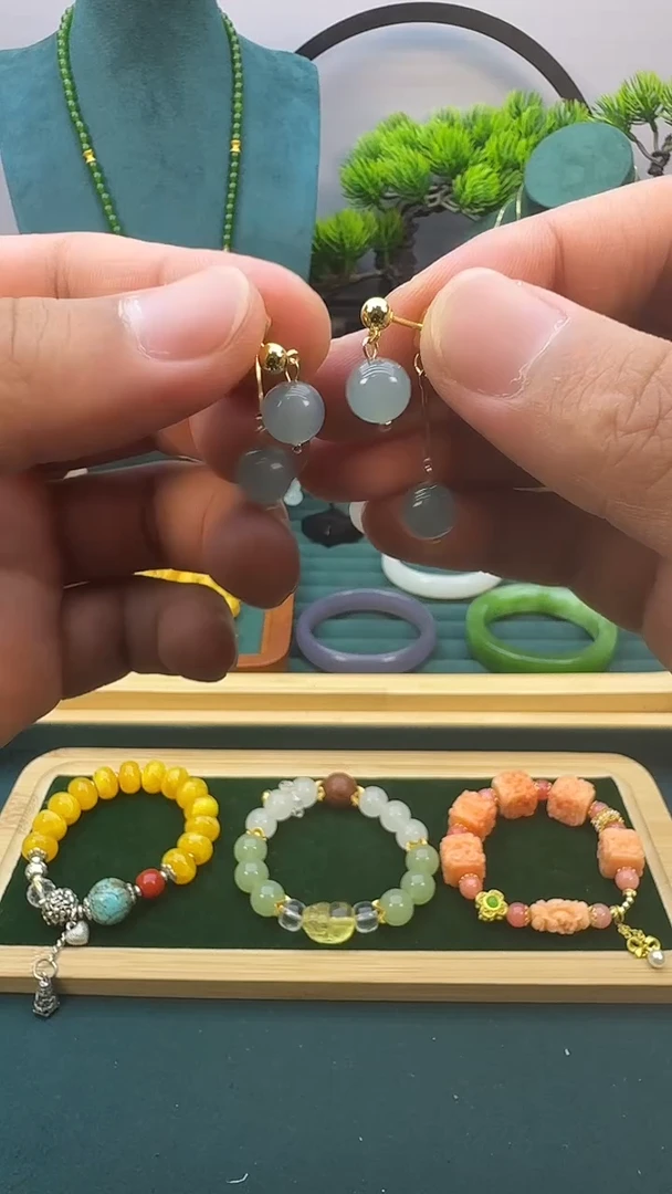 翡翠14K金镶嵌耳饰E13