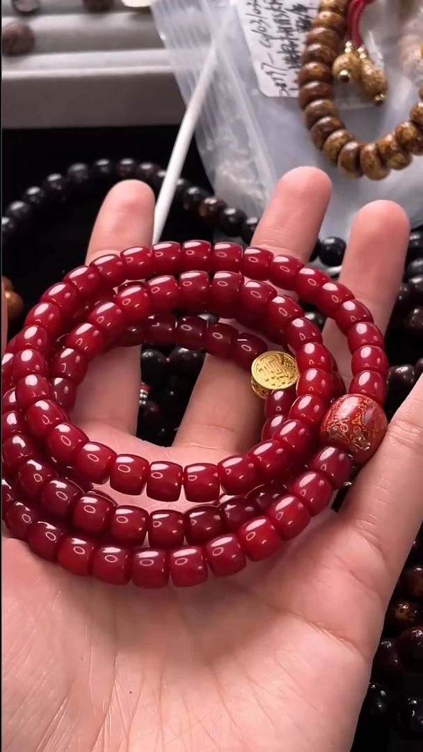 手串星月菩提精工级朱砂供花皮无相9手串