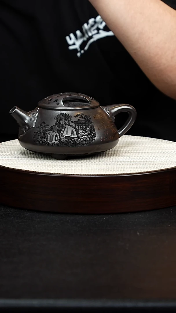 茶壶紫砂宜兴原矿纯手工紫砂 牛盖石瓢 石黄