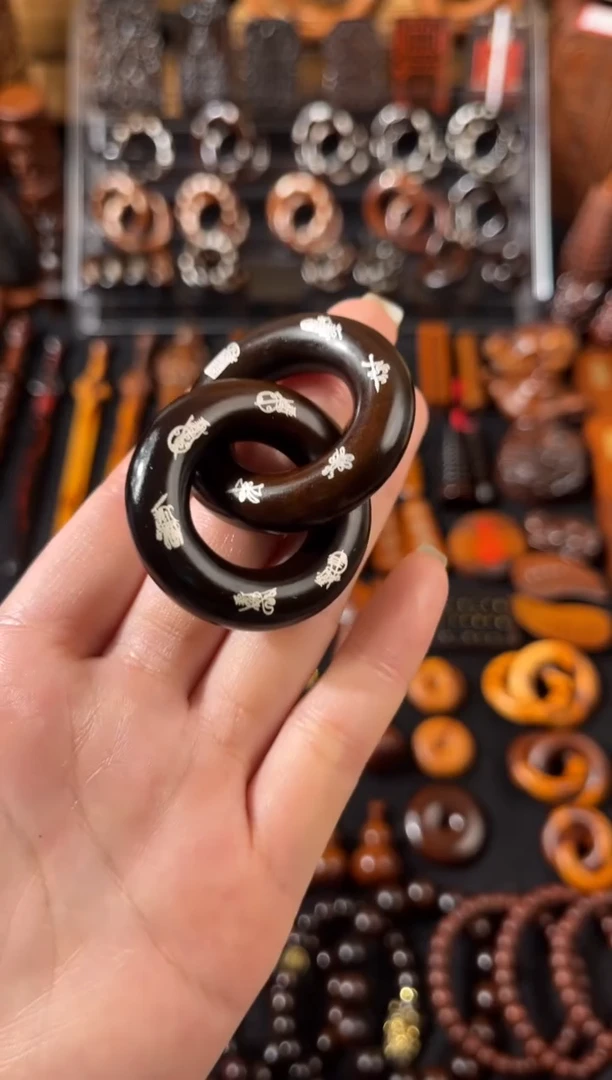 木雷枣玉化 2.0 双面镶银五雷五路/日月星辰 乾坤圈