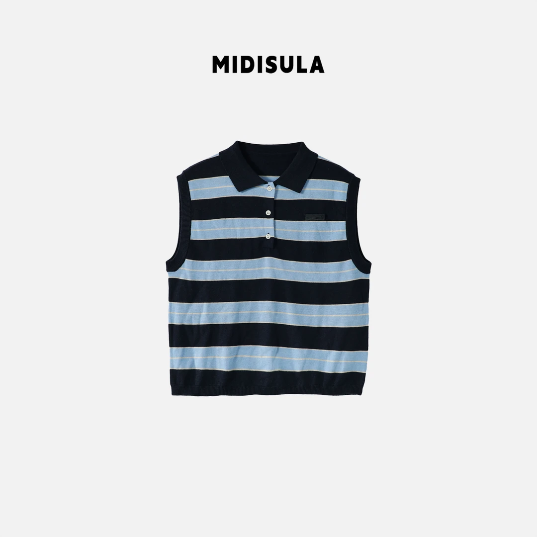 MDSL·新款时尚韩版潮流慵懒风条纹宽松休闲翻领POLO衫#1370