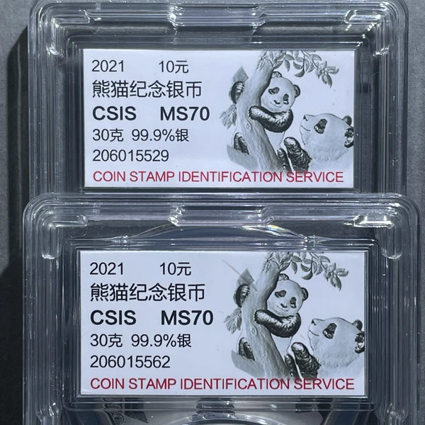 5194-2021熊猫银币10元MS70 30克两枚-529562