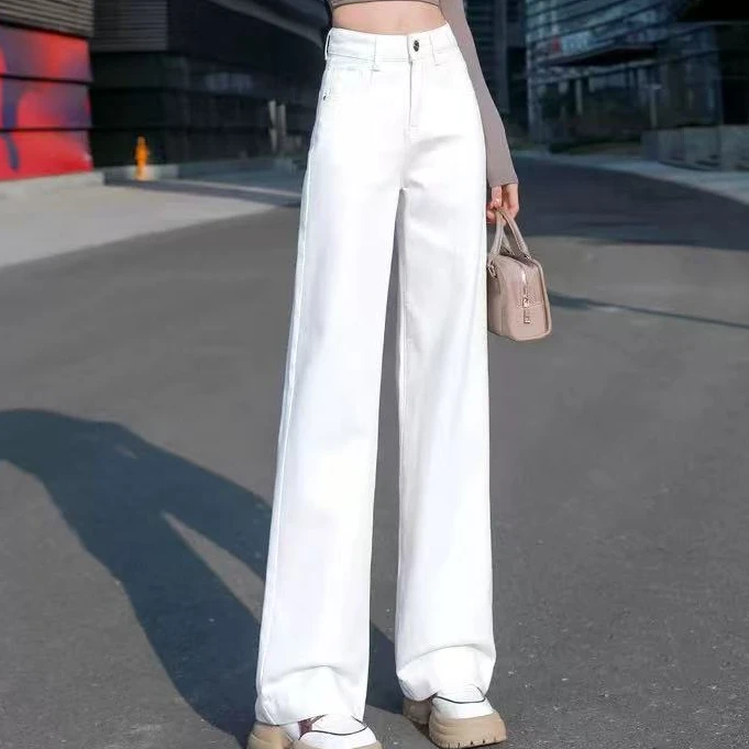 【微瑕疵】白色牛仔裤女春季新款时尚洋气减龄直筒裤#8829