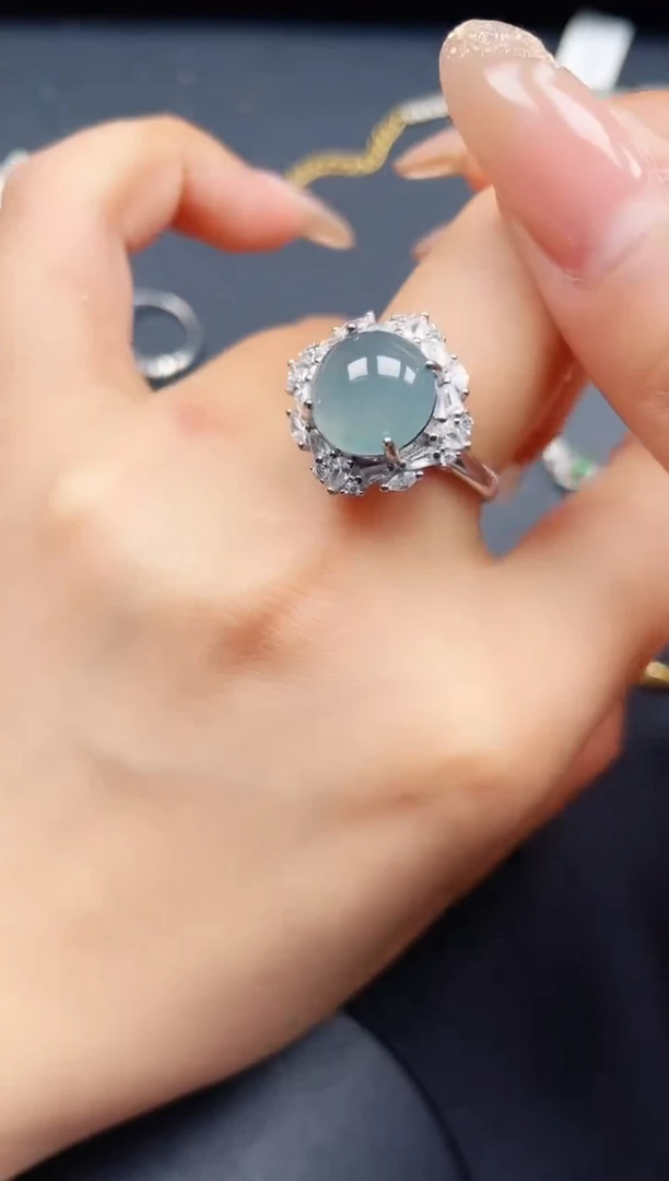 翡翠戒指银S925镶嵌432432