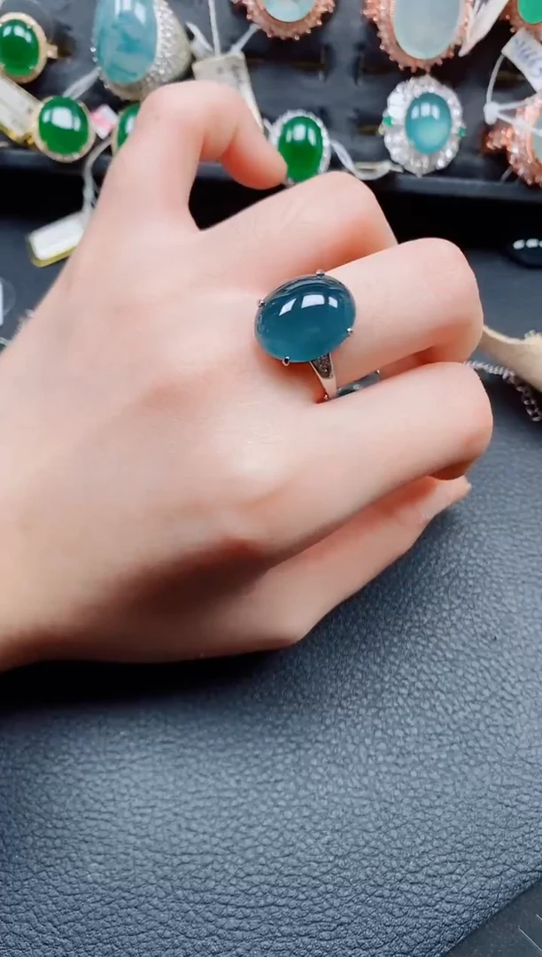 银S925镶嵌戒指翡翠翡翠