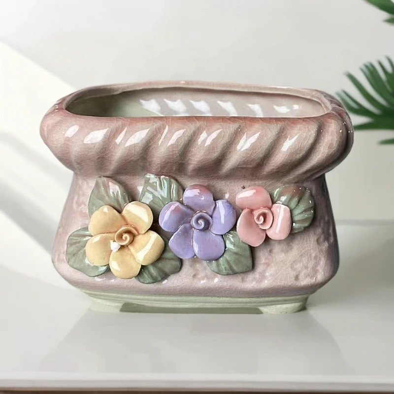 高档手工捏花花盆