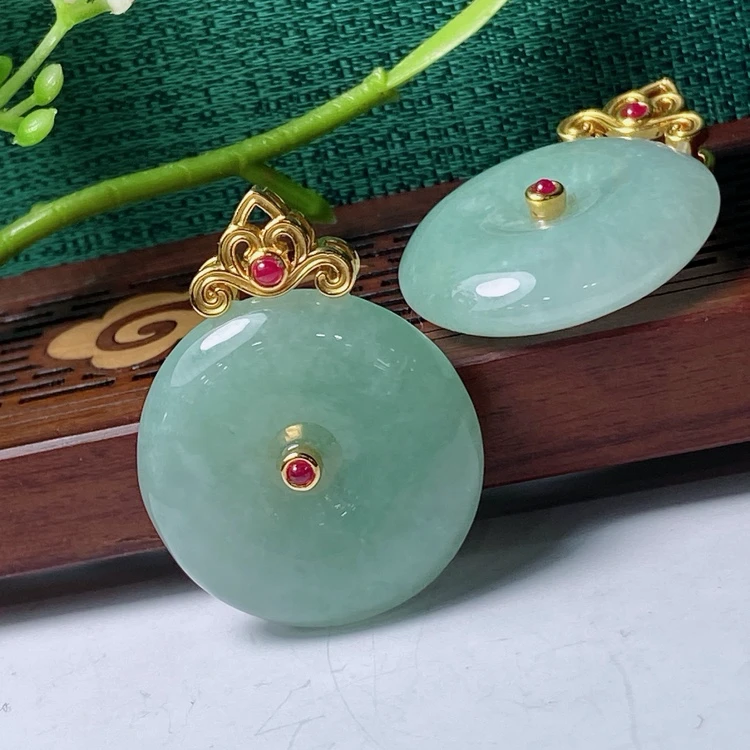 【安妮专属】 18K翡翠祥云平安扣吊坠 YDA00275 多样性发其一